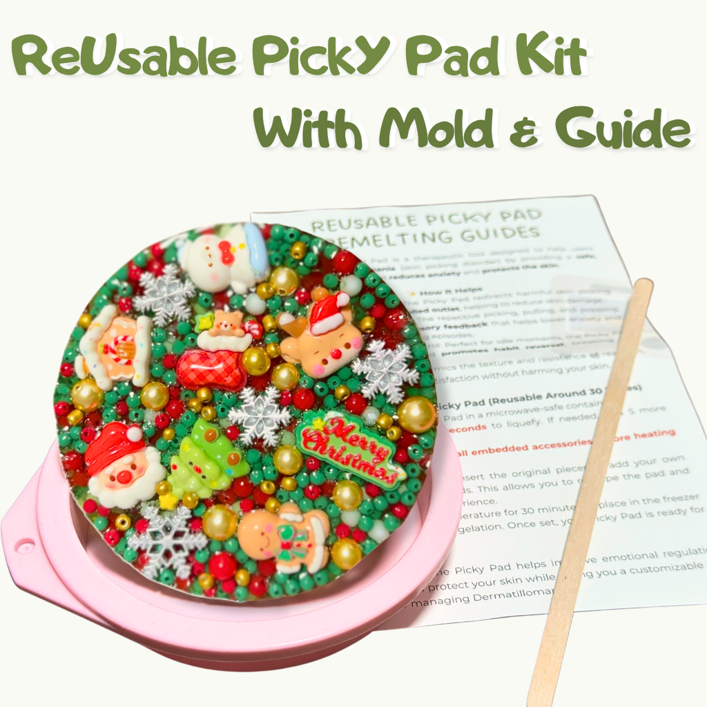 Reusable Picky Pad Kit with mold and guide featuring Christmas-themed design.